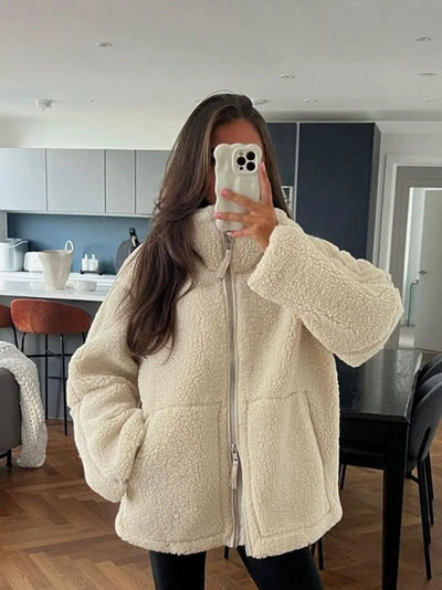 Lila - Oversized warme Fleece-Jacke