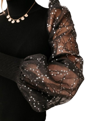 Flocki - Neuer Pullover mit Organza-Ärmeln für Damen
