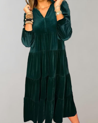 May - Samtkleid mit V-Ausschnitt