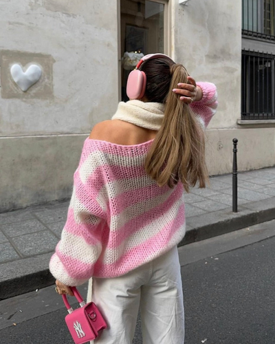 Louisa -  Gestrickter gestreifter Pullover