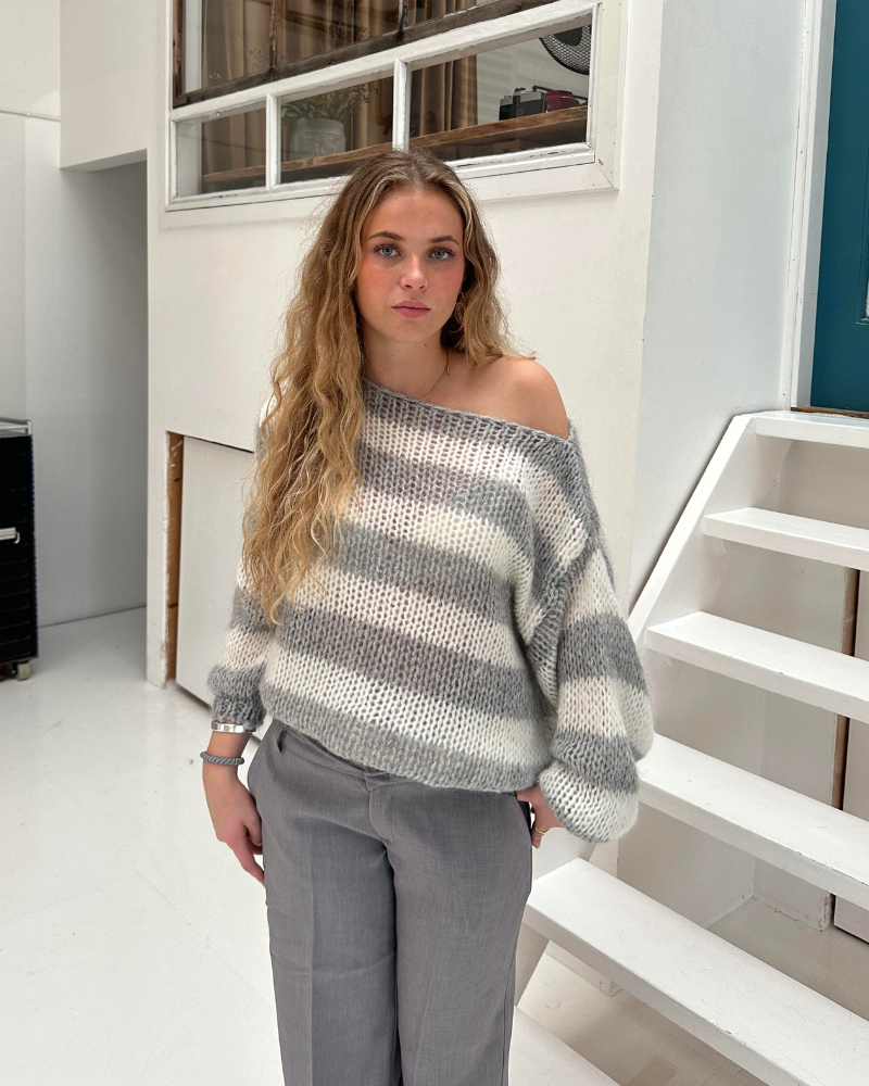 Louisa -  Gestrickter gestreifter Pullover