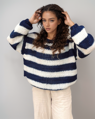 Louisa -  Gestrickter gestreifter Pullover
