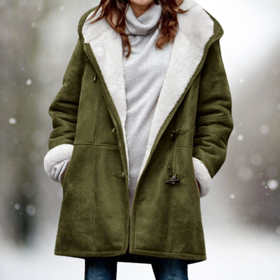 May - Premium Fleecejacke aus Kunstwildleder mit Kapuze