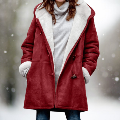 May - Premium Fleecejacke aus Kunstwildleder mit Kapuze