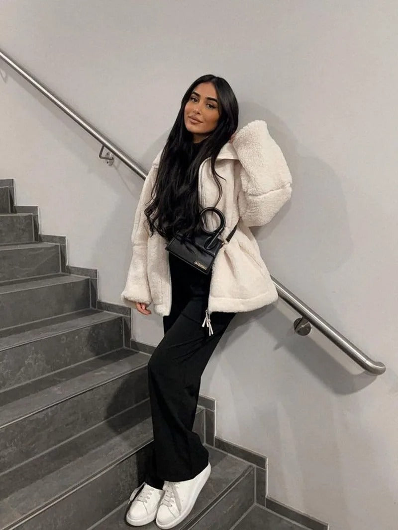 Lila - Oversized warme Fleece-Jacke