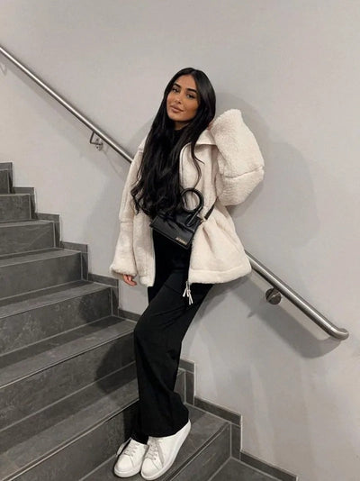 Lila - Oversized warme Fleece-Jacke