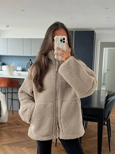 Lila - Oversized warme Fleece-Jacke